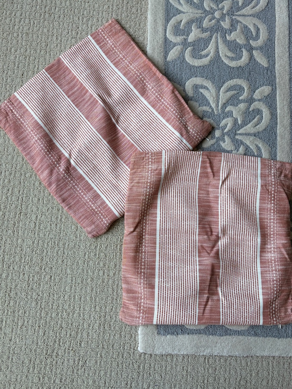 Striped Throw Pillow Covers in Dusty Peach and Cream